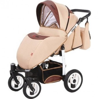Коляска VERDI Smart 3 в 1, молочная с коричневой вставкой